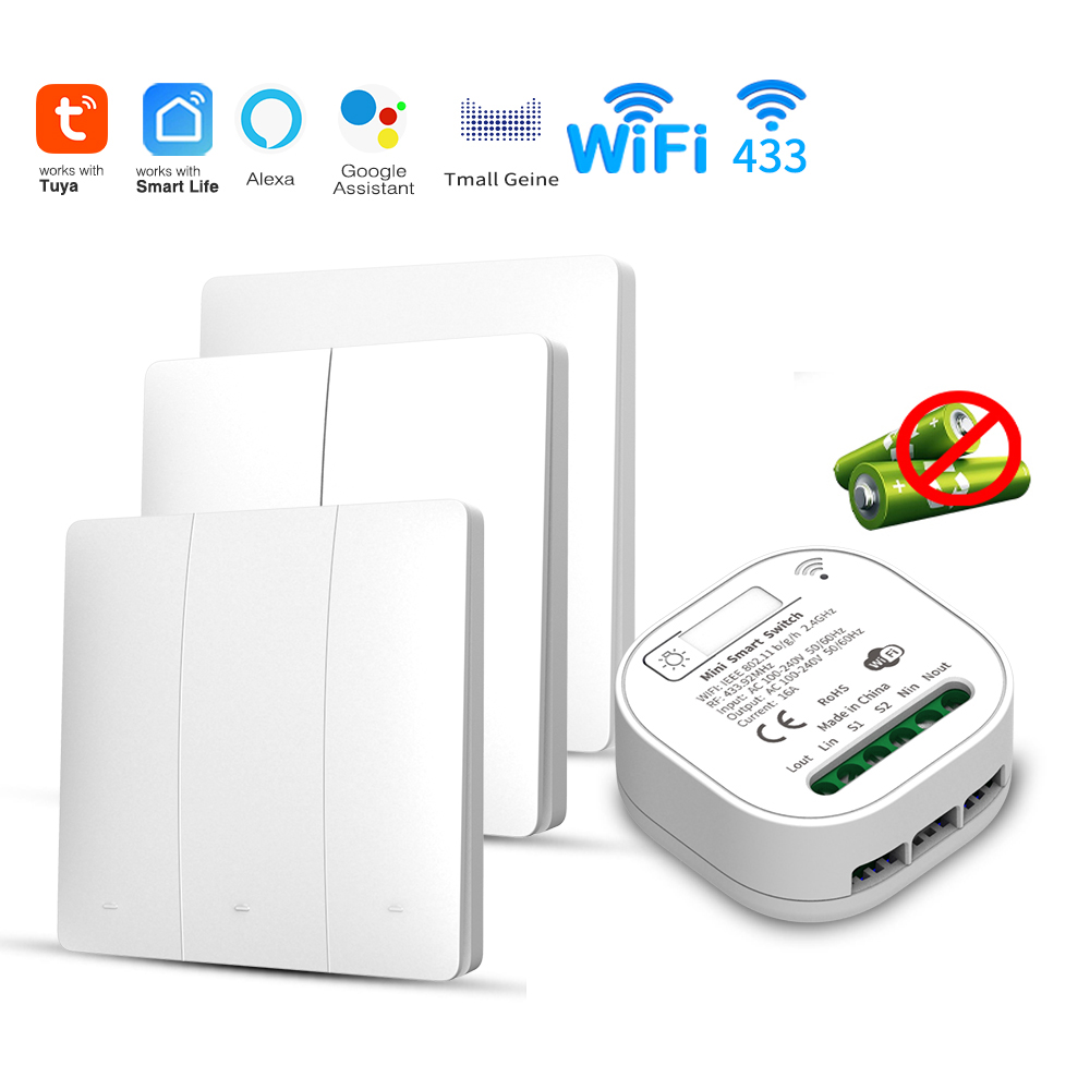 Smart Home Certification - Interrupteur d'éclairage intelligent WiFi Tuya auto-alimenté,