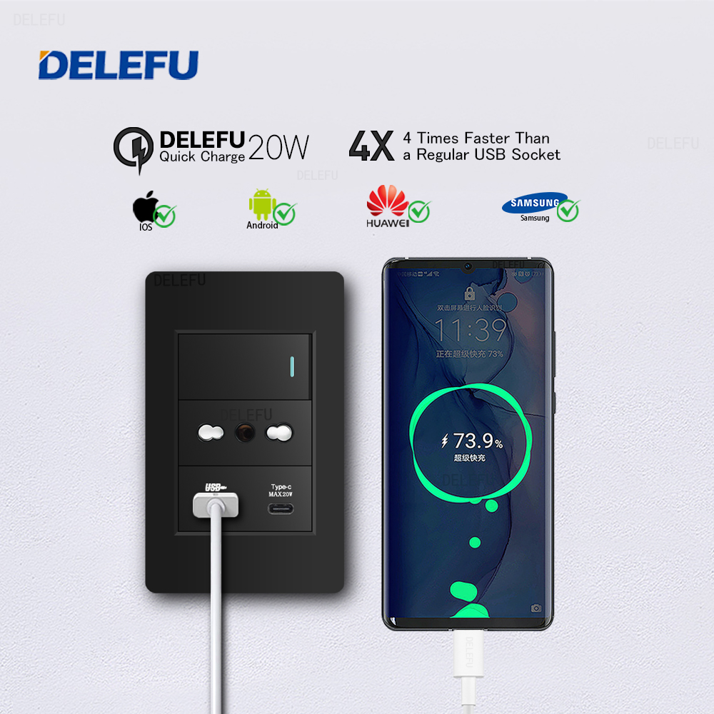 DELEFU Prise murale USB Type-C - Smart Wall Socket avis et prix